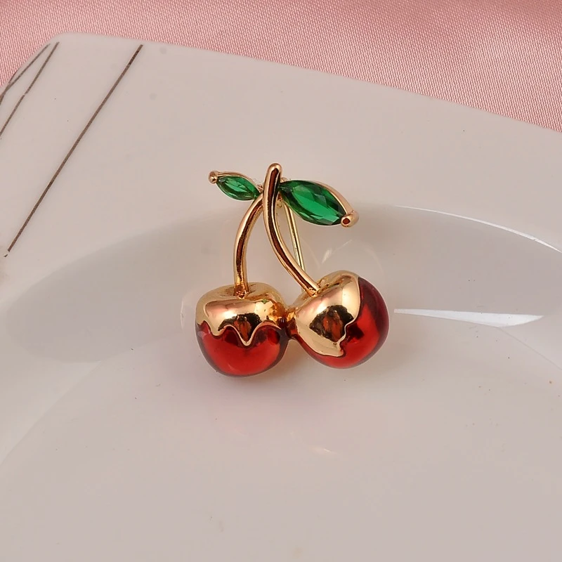 铜胸针 MN 200 小精致樱桃胸针防光领扣袖扣衣服胸花