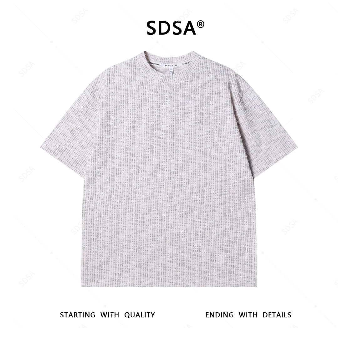 夏季高级感新款男士韩系简约立体条纹短袖T恤百搭时尚轻奢上衣潮