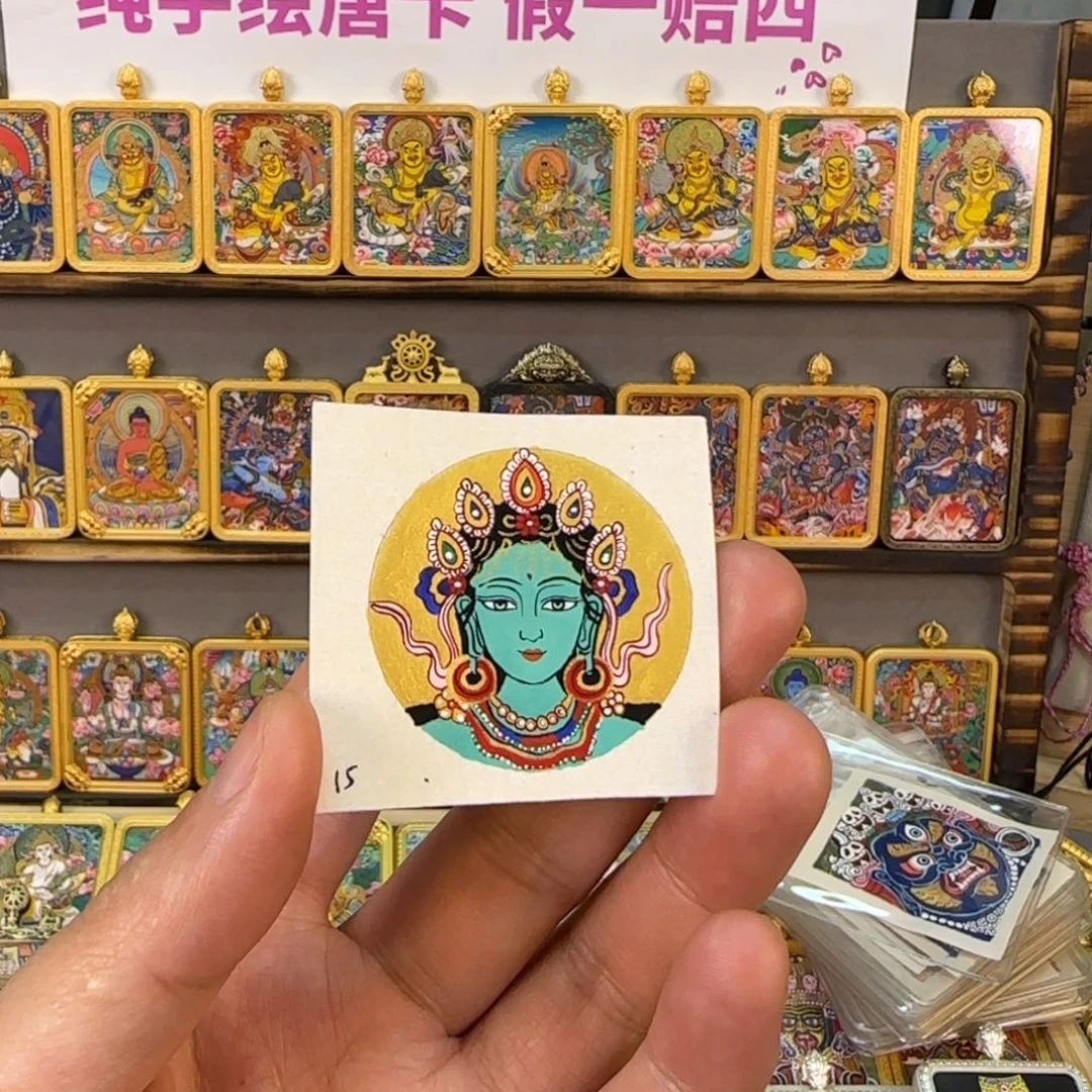 卷轴画纯手绘【绿度母3.5圆】非遗文化