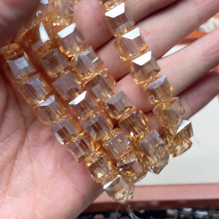 玛瑙/玉髓合金珠宝半成品一条10mm方糖