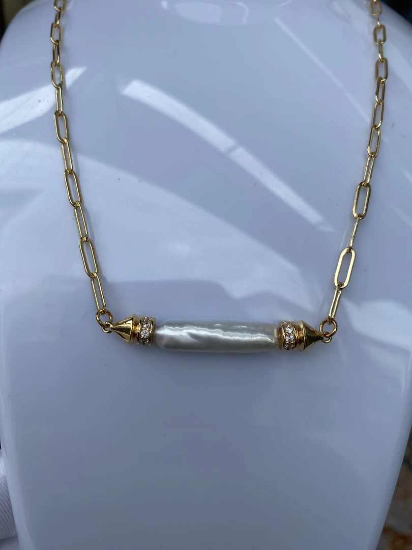 铜合金贝壳吊坠 小银条个性百搭锁骨链