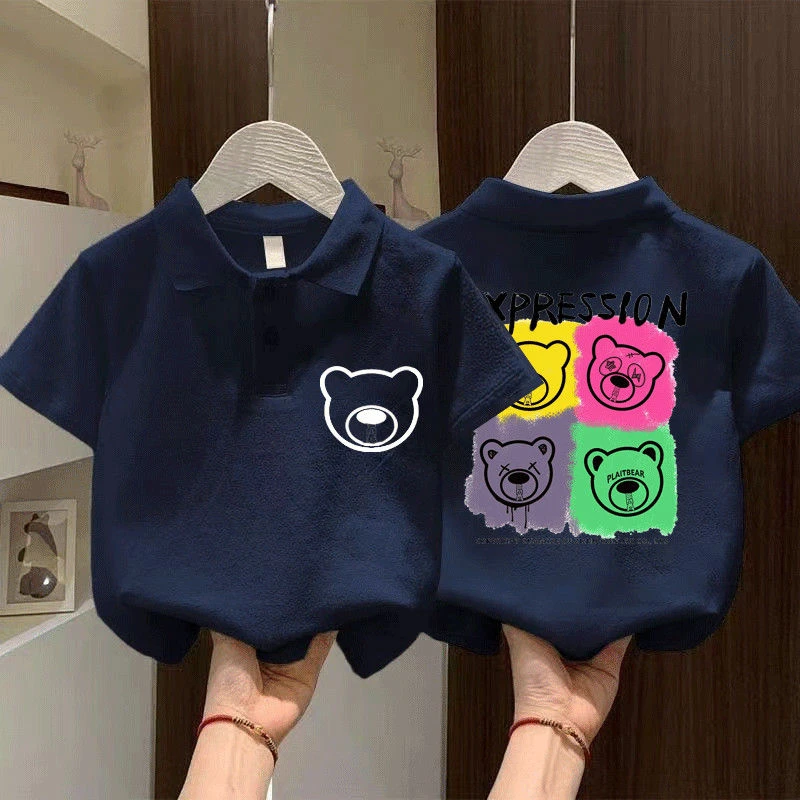 新款儿童短袖t恤2025新款夏季男童宝宝翻领polo衫半袖上衣童装潮t