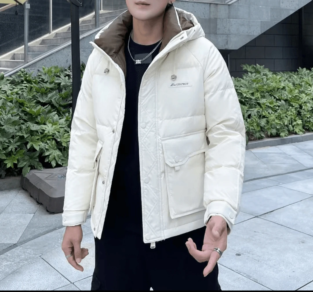 8610#冬季男士休闲时尚百搭短款连帽加厚保暖外套