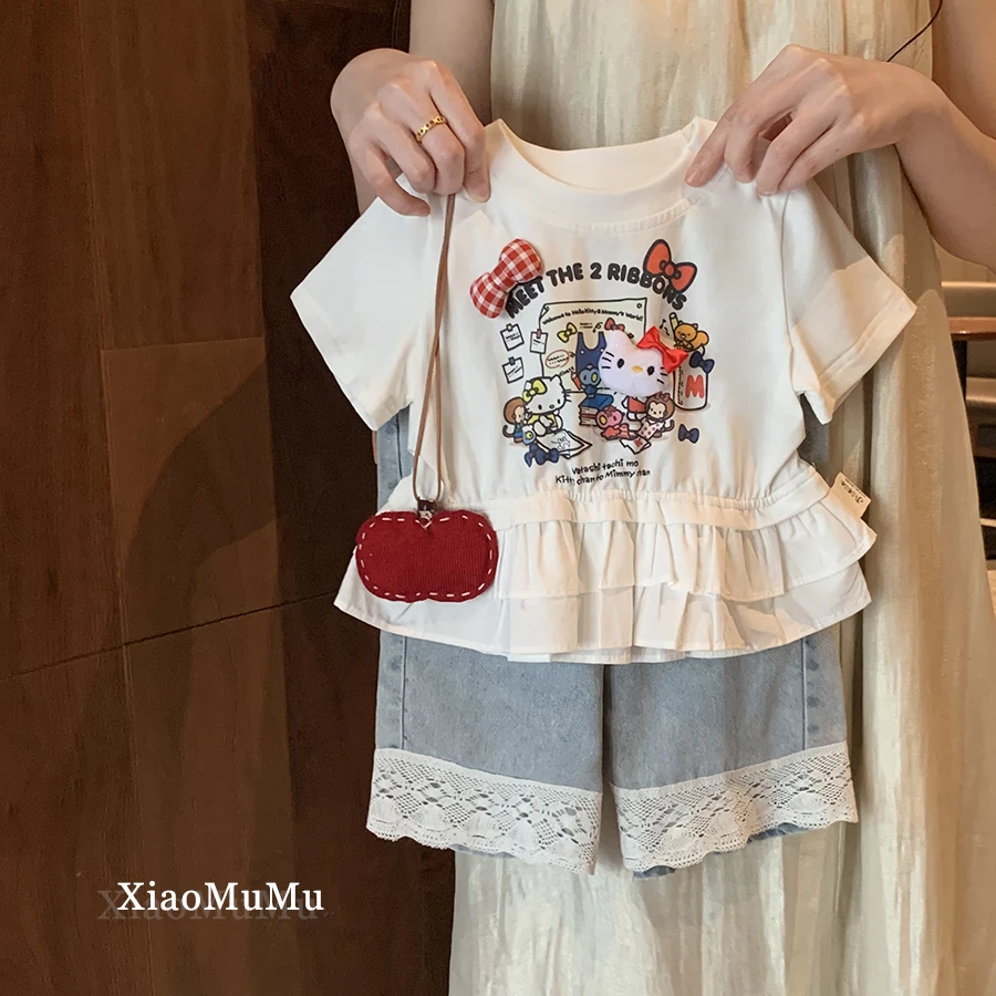 【现货】女童短袖洋气2025新款夏天小童女宝宝可爱卡通上衣百搭1岁