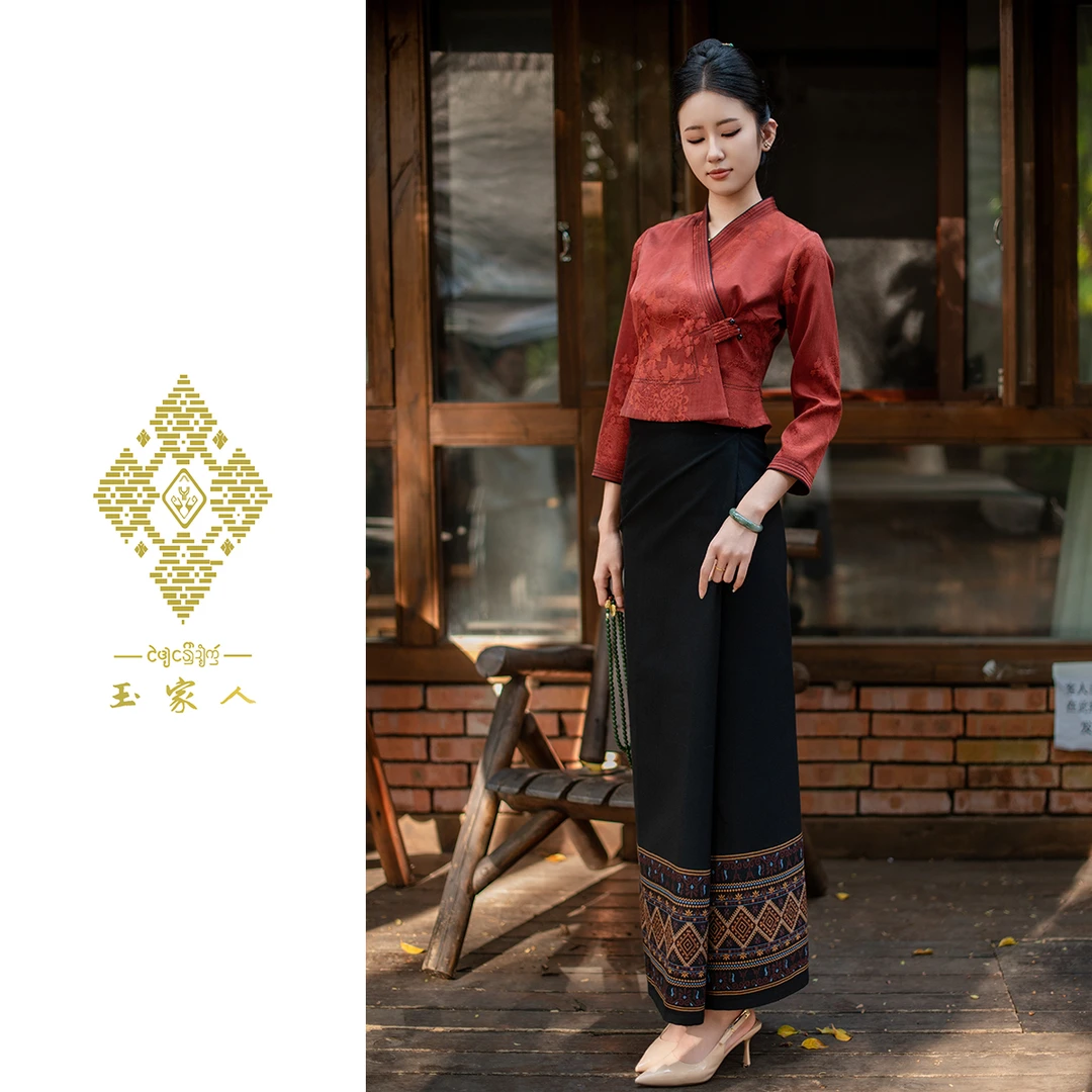 玉家人【曼达州】西双版纳傣族服装女泼水节衣服茶服工作服定制