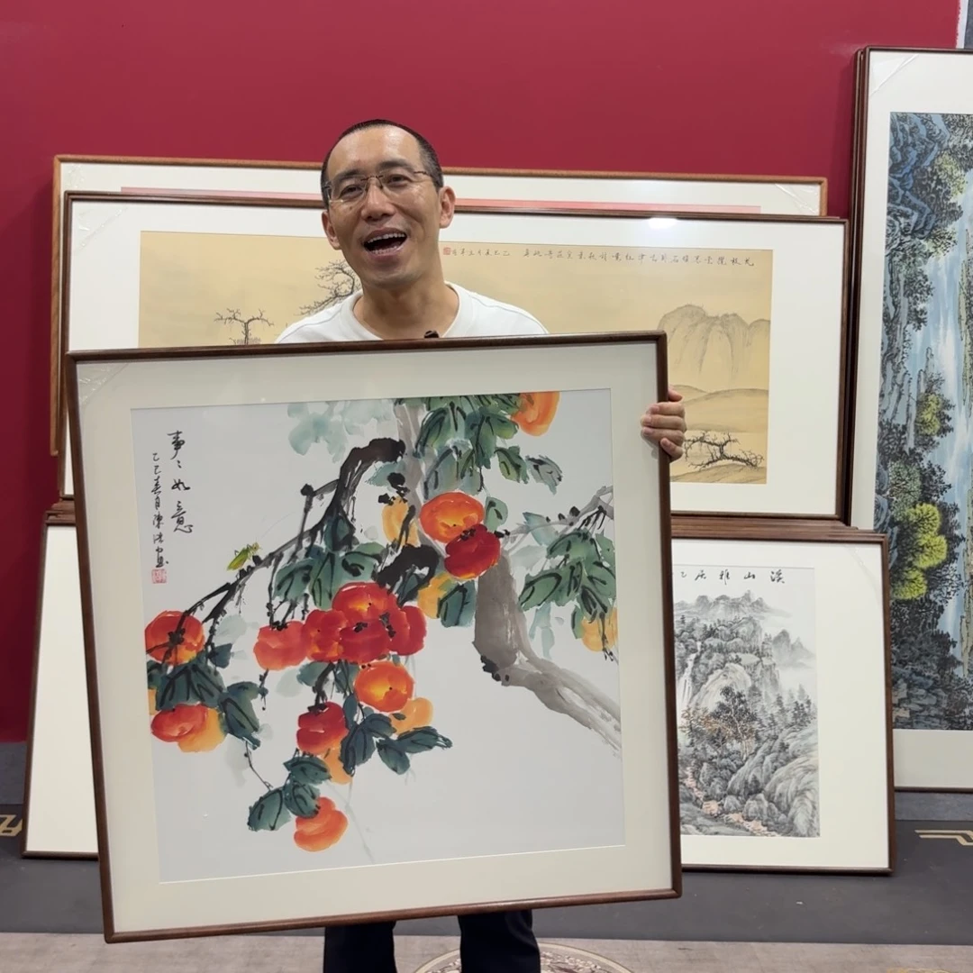 国画带框绘画80/80尺寸