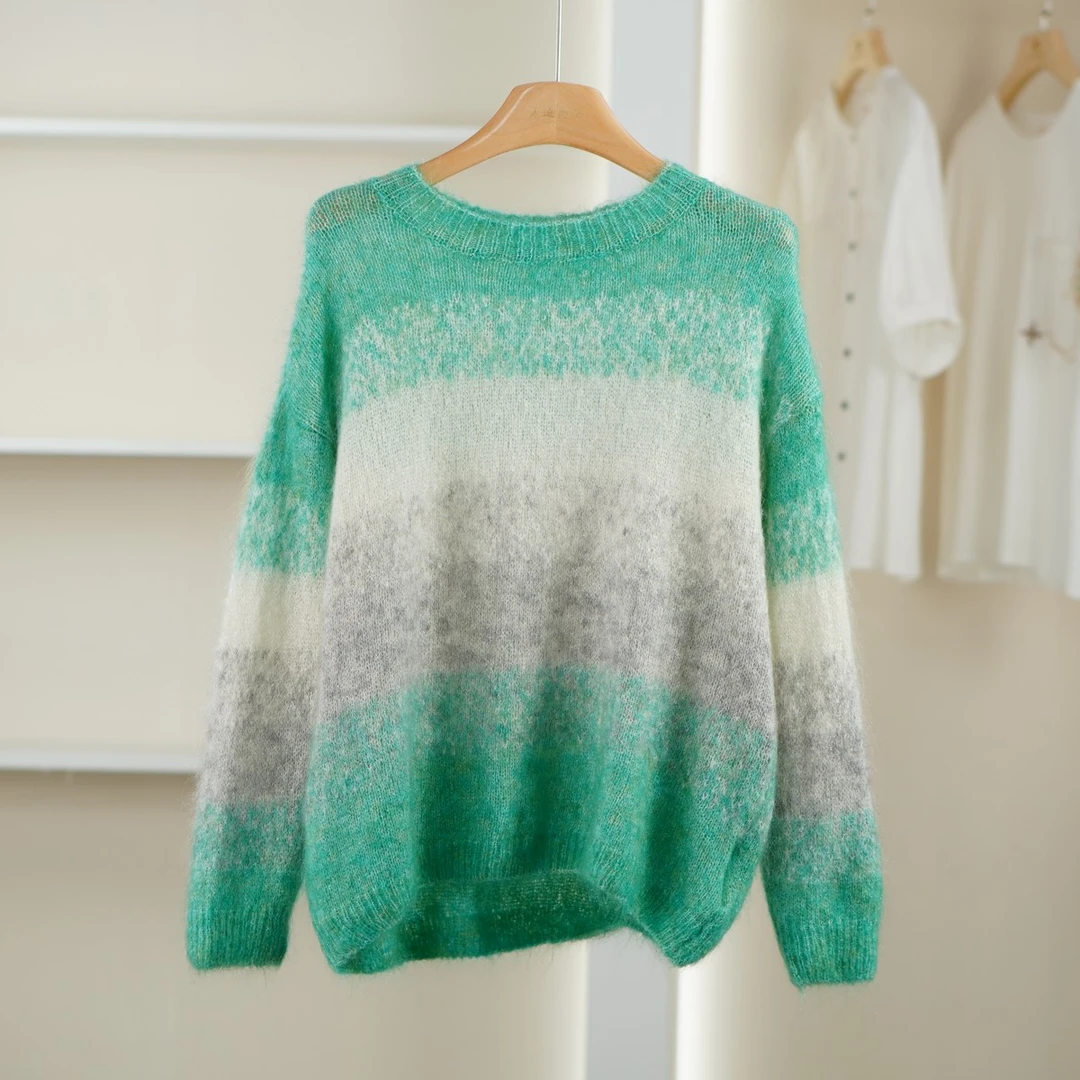 麦迪尚品【芭】51205120 时尚渐变针织毛衣秋冬女装品牌折扣