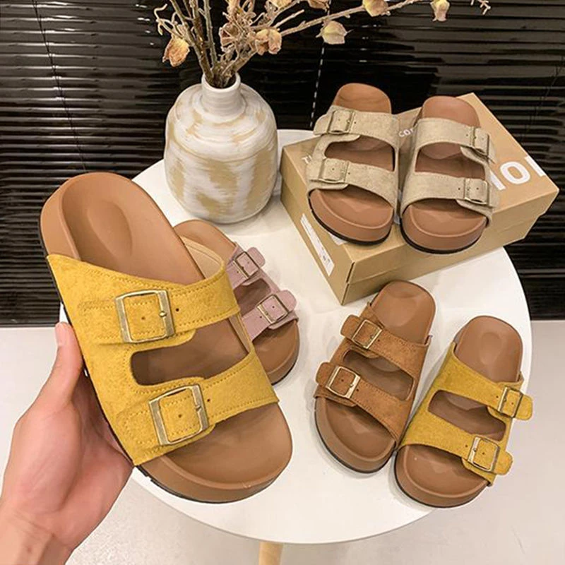 【顺丰速达】百搭厚底凉拖鞋女夏外穿2025软底美拉德沙滩博肯一字拖