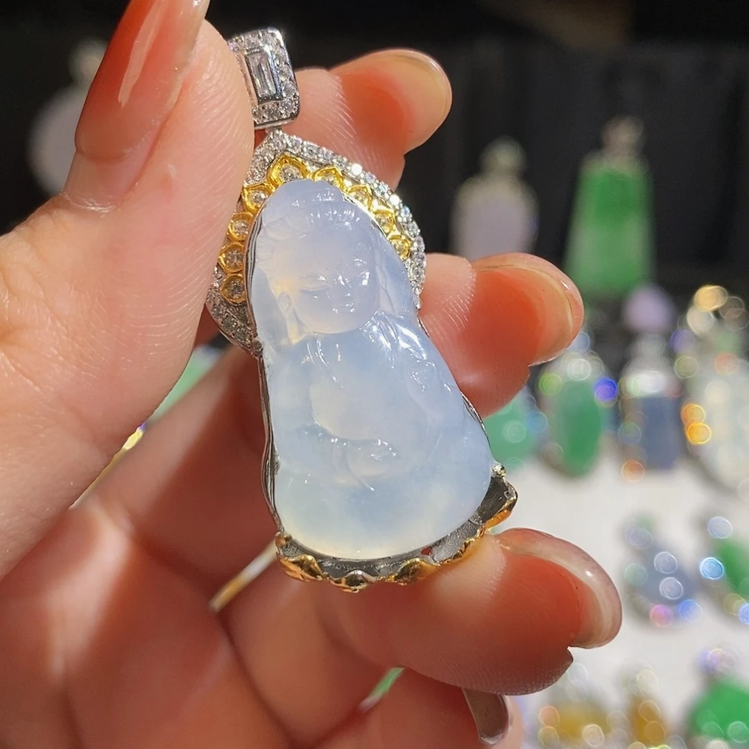 翡翠颈饰银S925镶嵌天然翡翠