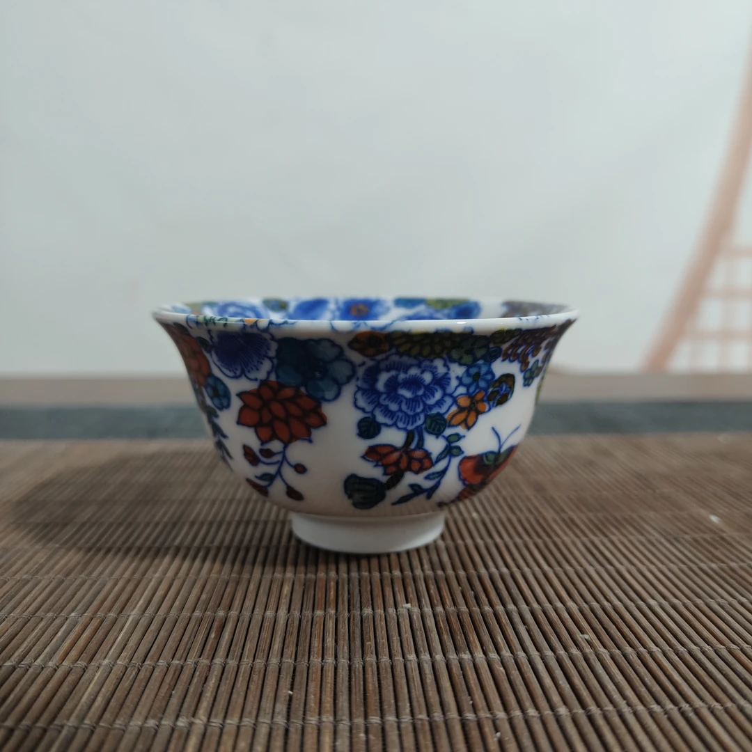 景德镇陶瓷斗彩花卉蝶恋花茶杯主人杯红稀土柴窑手绘单杯陶瓷茶杯