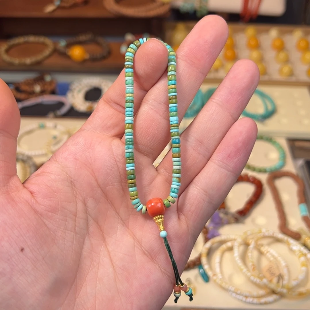 绿松石未镶嵌手链原矿绿松石调色盘设计配海鲜三通