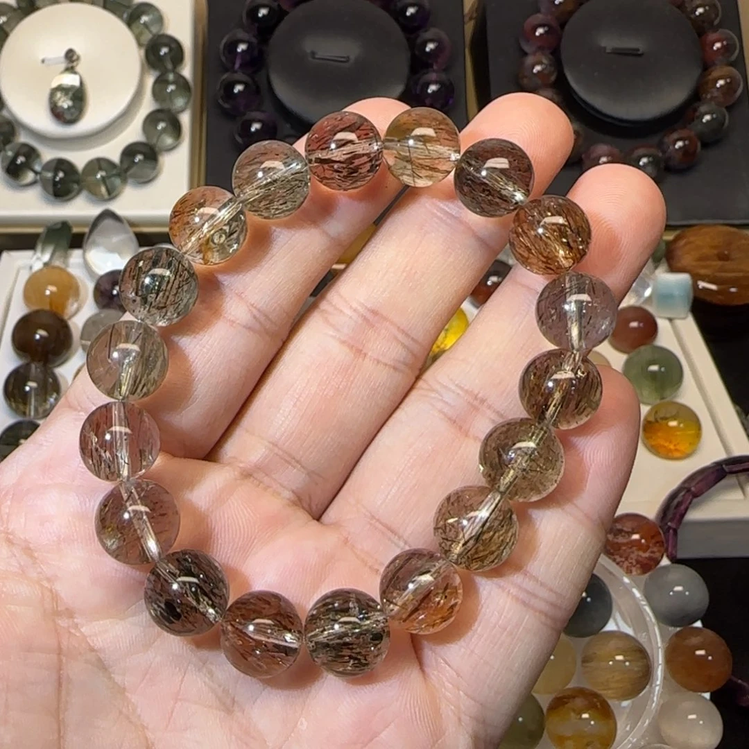 未镶嵌手串水晶11mm+黑金超七单圈多样性发货