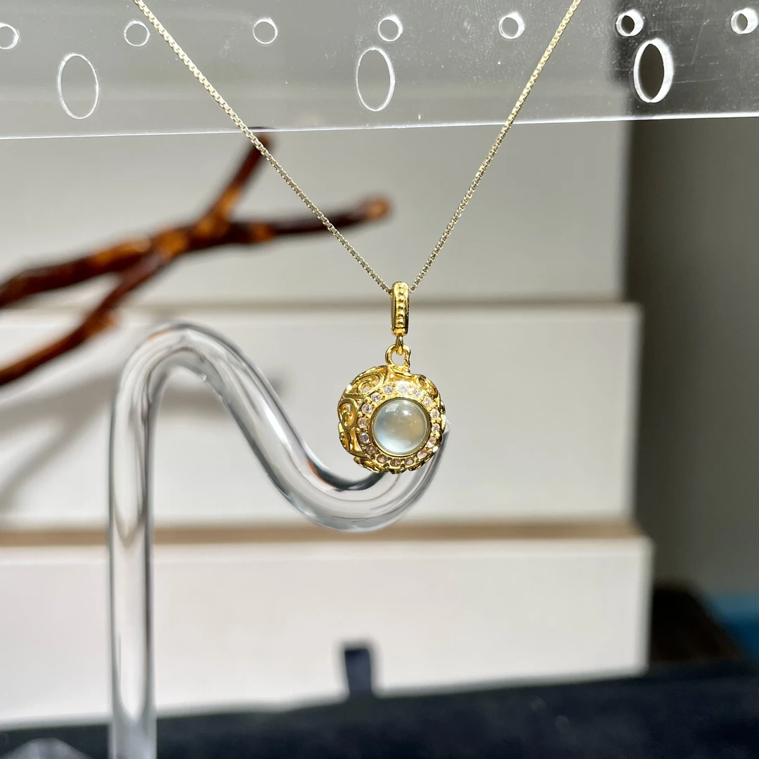 玻璃种不封底翡翠s925吊坠 KT24110223