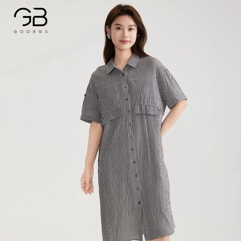 【丽姐甄选】谷邦GOOBGS 条纹短袖连衣裙 G3242258