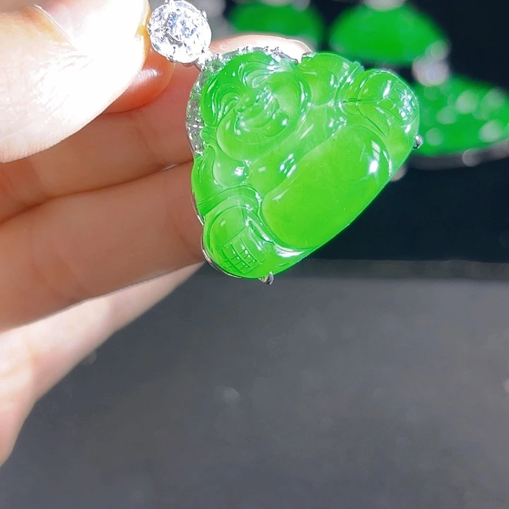 翡翠银S925镶嵌吊坠(不含链)