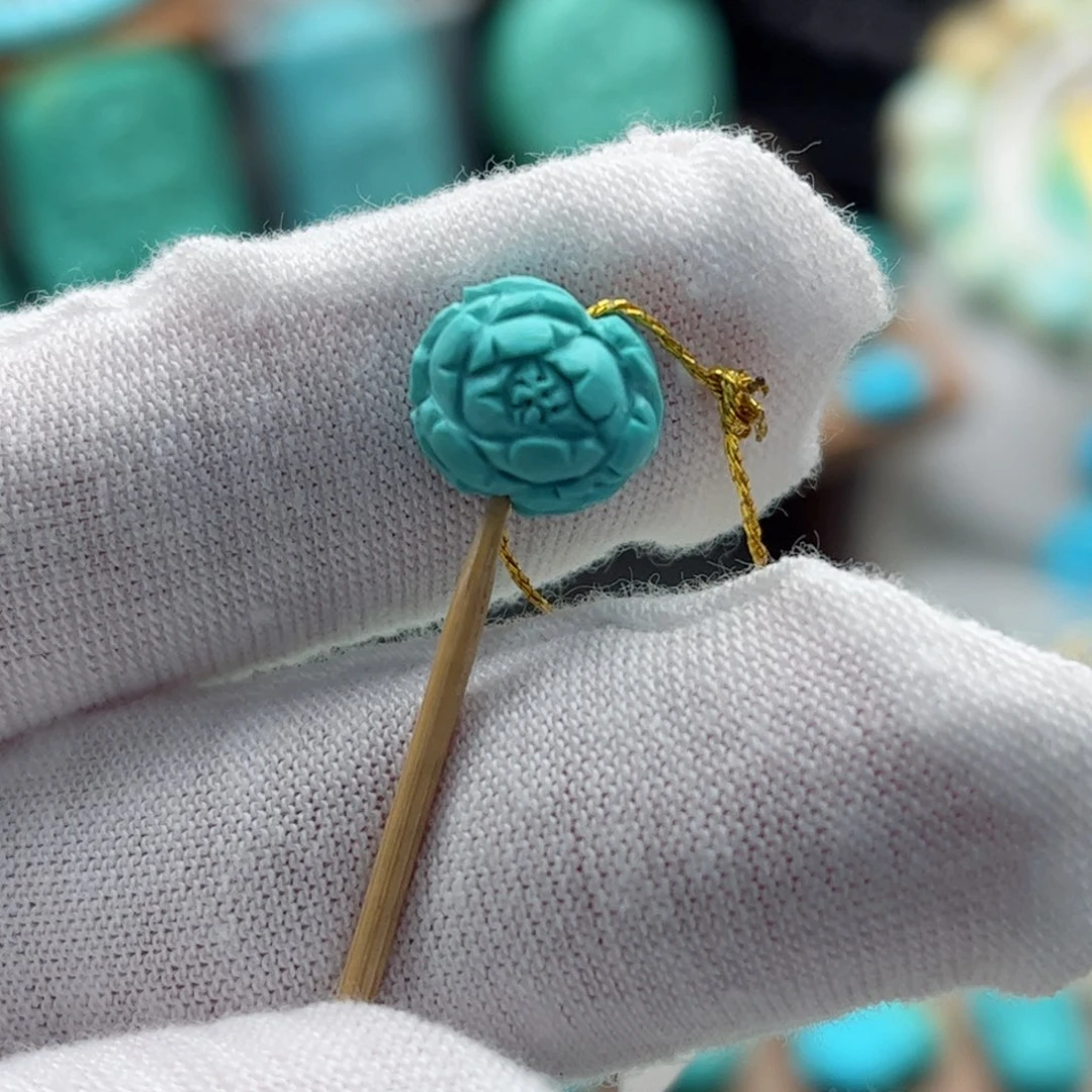 绿松石未镶嵌牡丹花