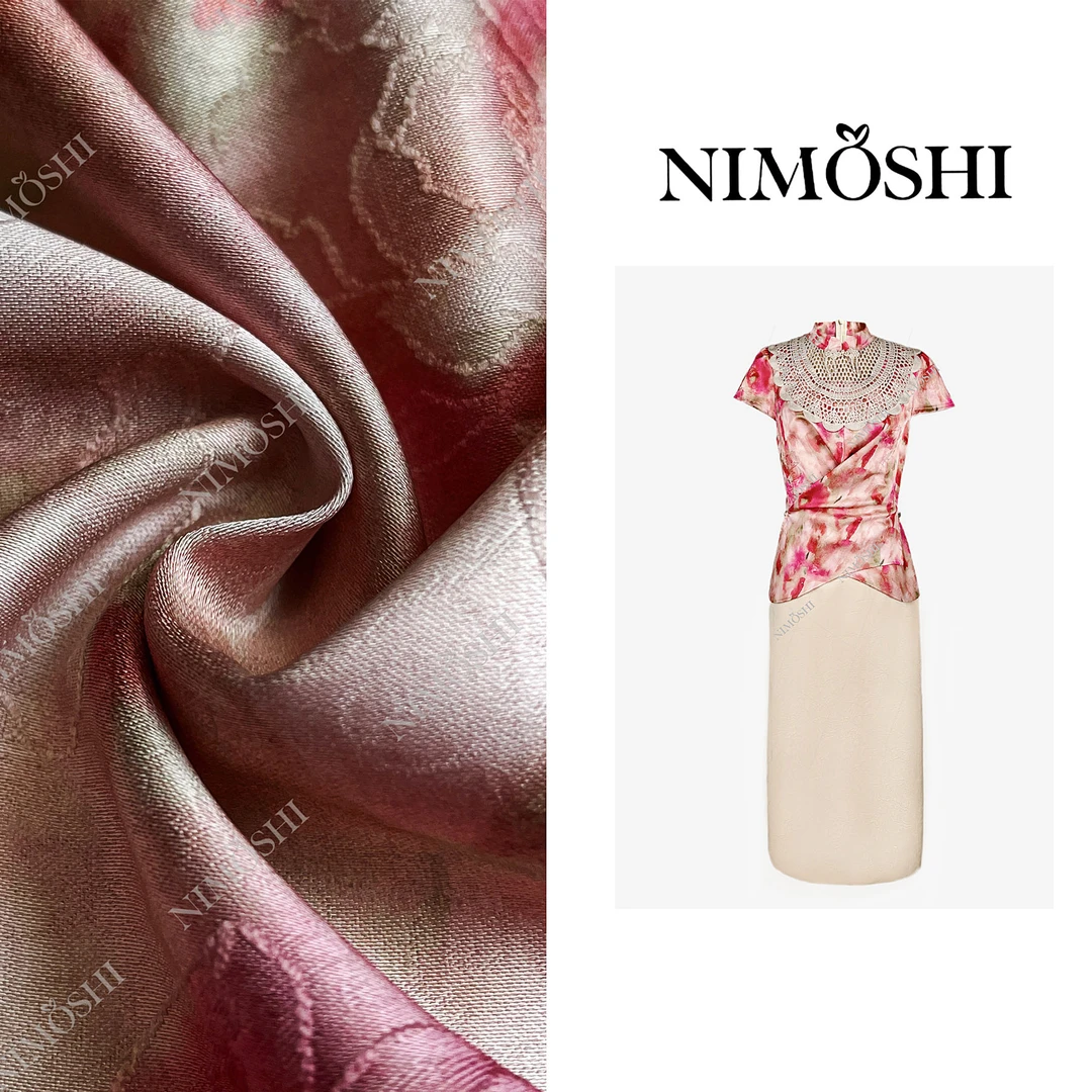 Dan总新中式提花设计印花时尚短袖高腰显瘦气质连衣裙Q2082