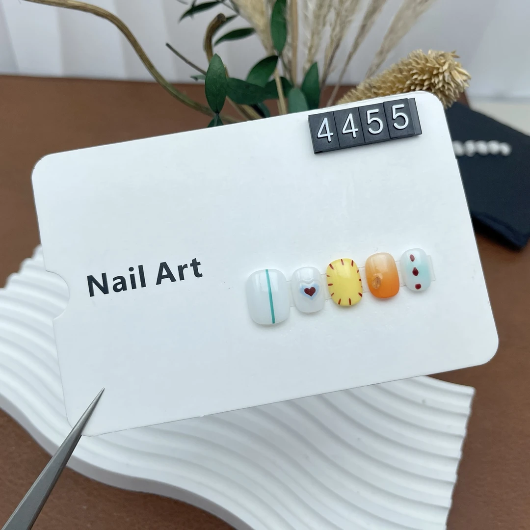 4455高级感纯手工定制夏季款式穿戴甲短甲豆豆甲短方轻奢款