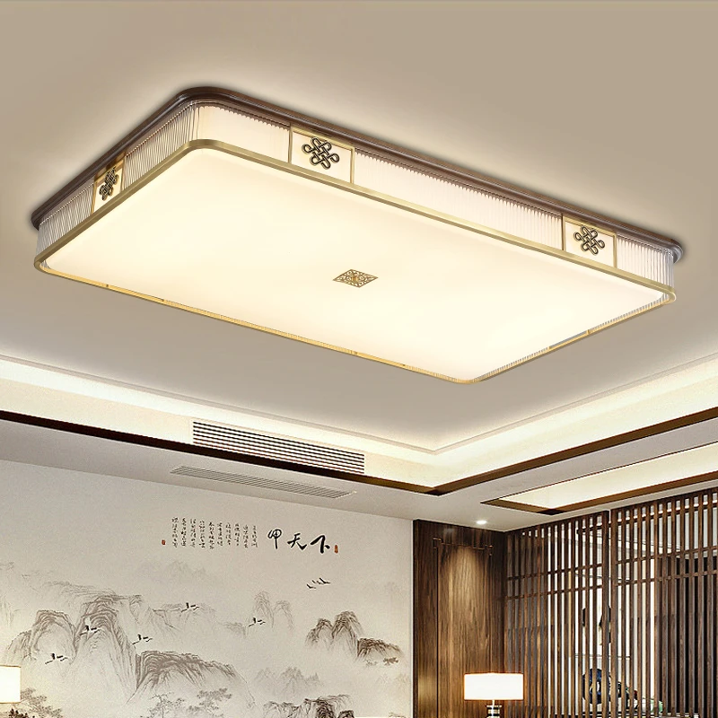 新中式实木加铜吸顶灯国风禅意简约大气客厅卧室书房卧室茶室灯