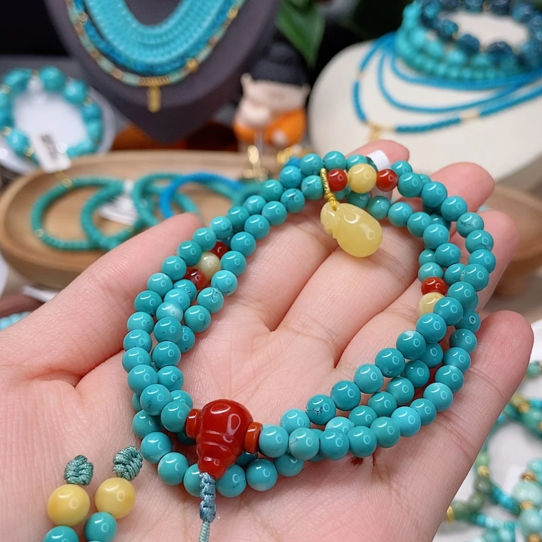 绿松石未镶嵌高瓷绿小米珠108