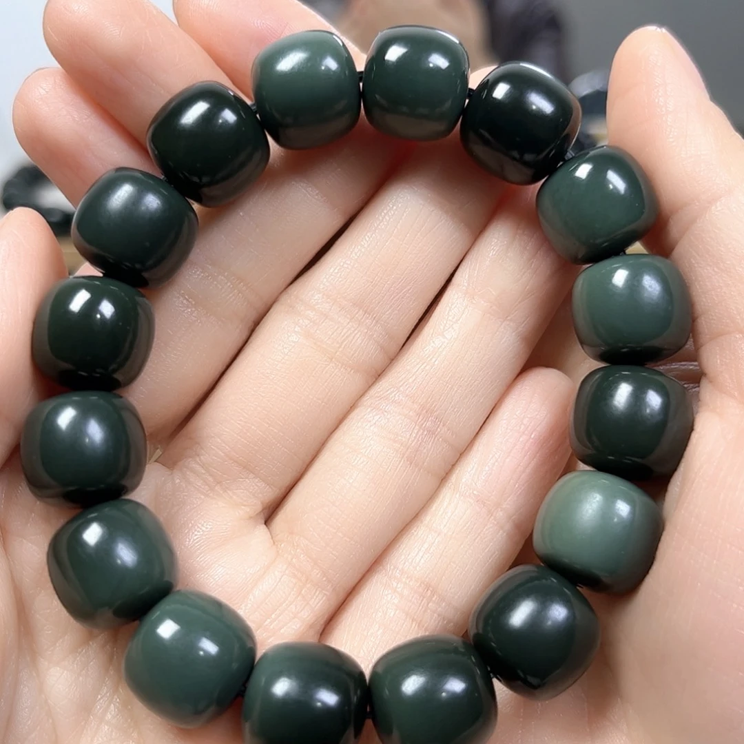 和田玉未镶嵌手链卡14老形珠珠宝级货头