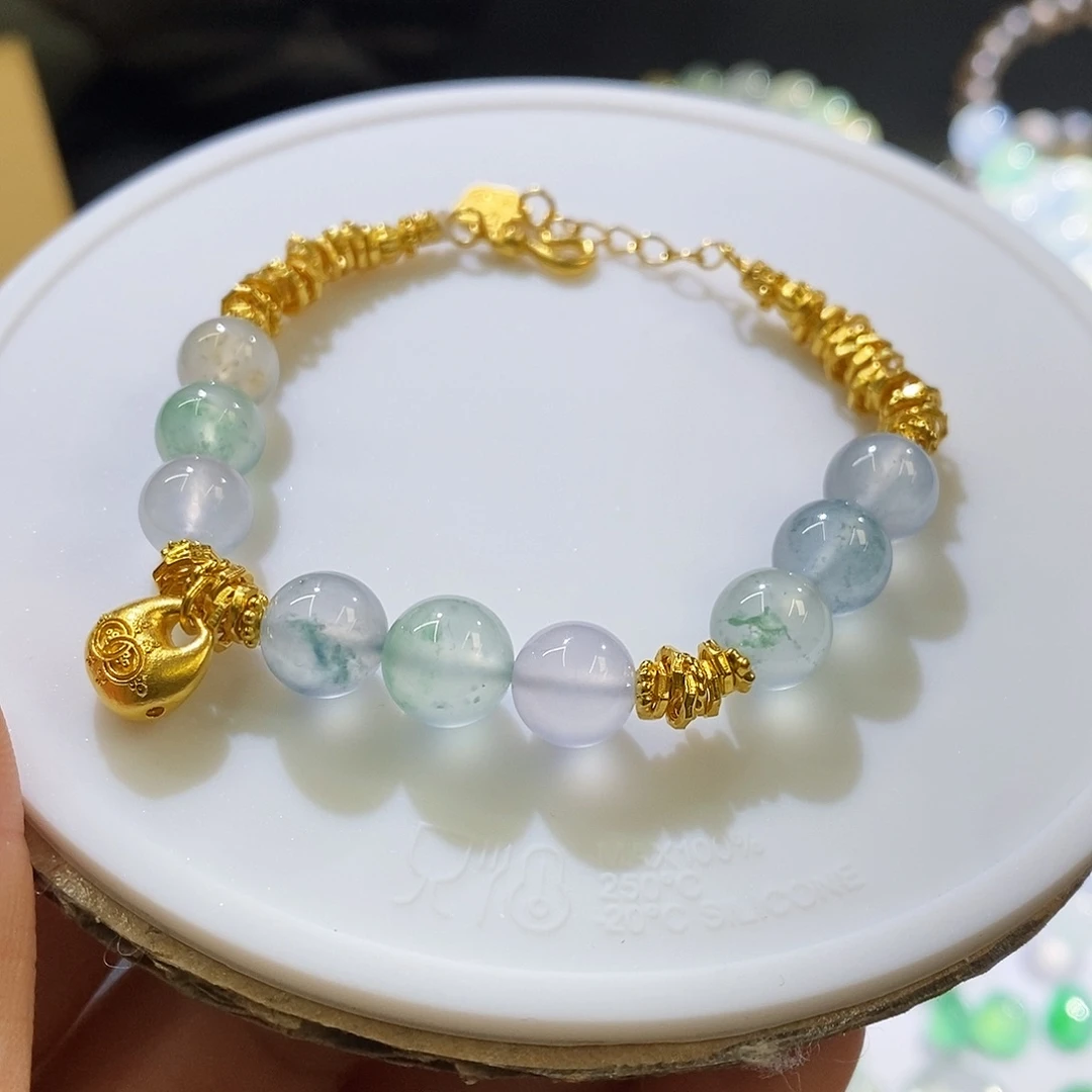未镶嵌挂件翡翠盘缠手链