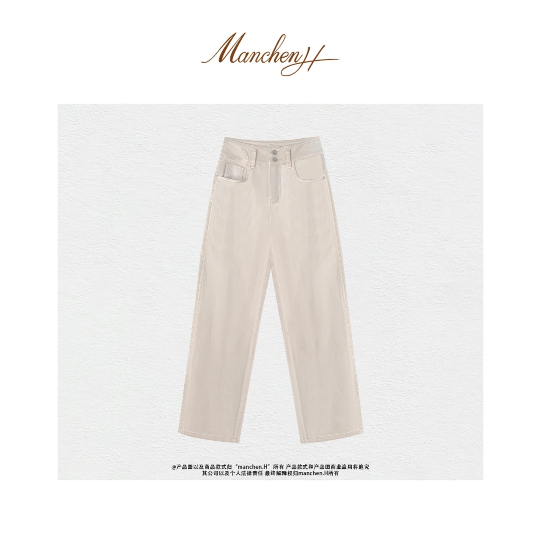 曼辰manchenh"罗威刺绣长腿裤"意大利进口面料重磅刺绣弹力长腿裤