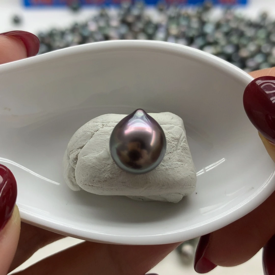 海水珍珠裸珠未镶嵌辣紫10.7无暇水滴