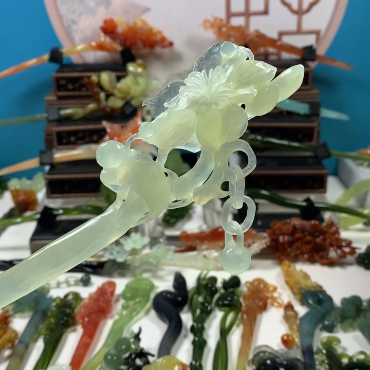 蛇纹石玉未镶嵌发簪