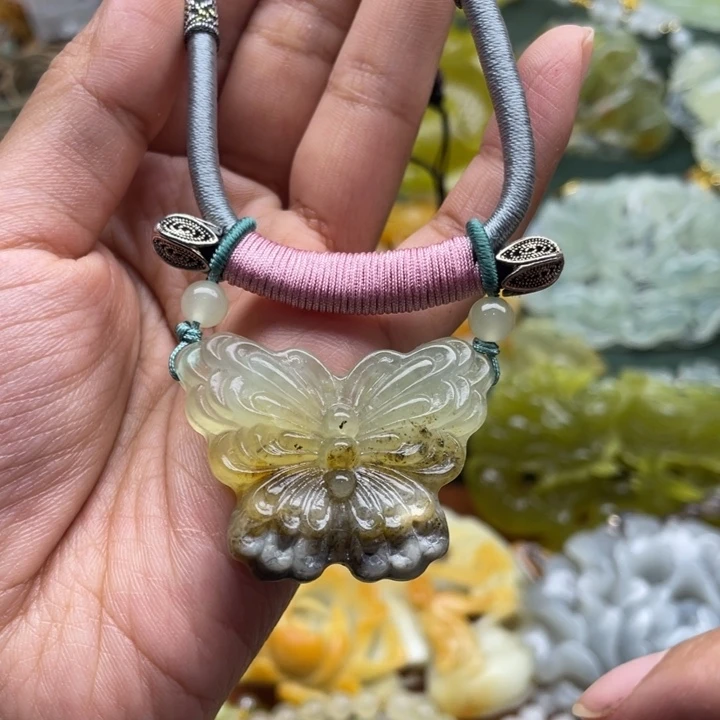 未镶嵌岫玉吊坠毛衣链锁骨链