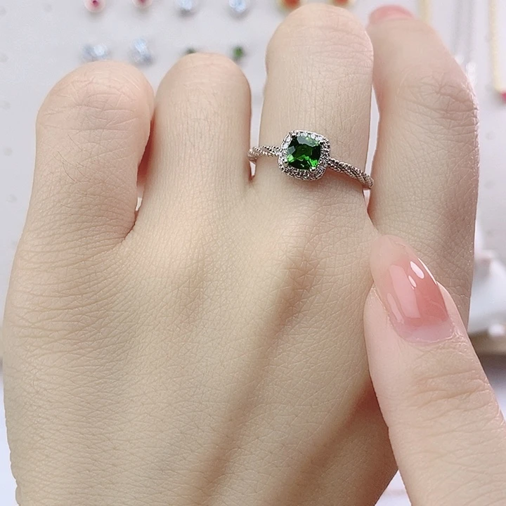 透辉石戒指银S925镶嵌
