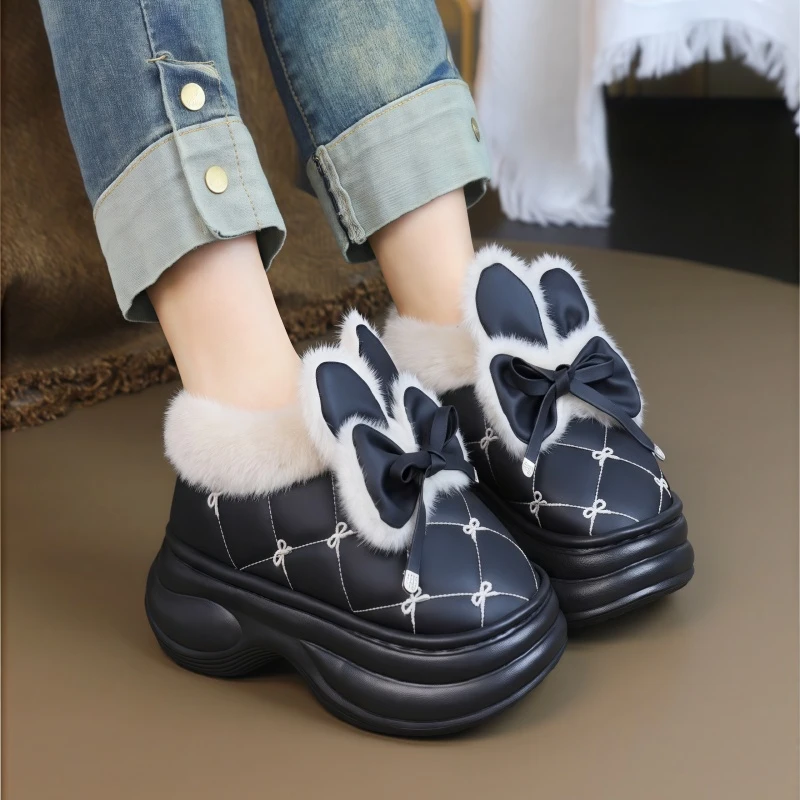 防水棉拖鞋女冬季2025新款室内家居包跟厚底可爱毛绒保暖包头棉鞋