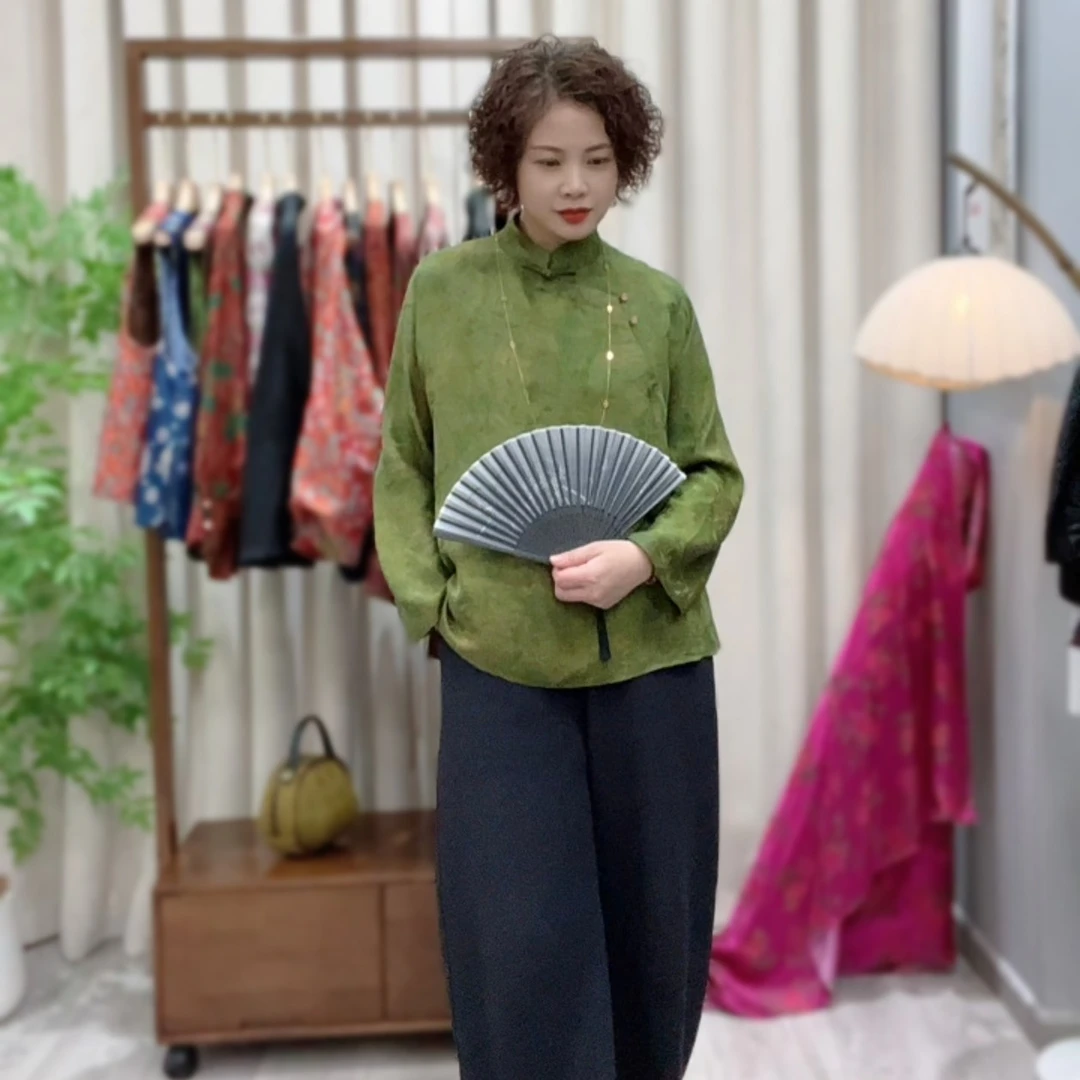 【蚕朵儿】香云纱花罗新中式国风复古上衣25C126