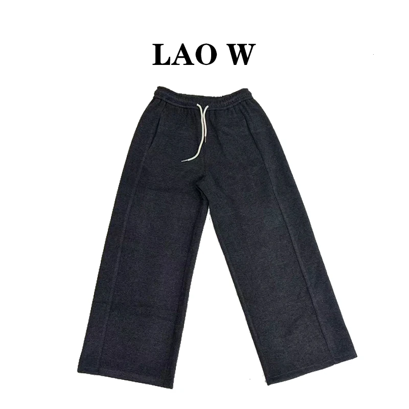 【LAOW STUDIO】欧货2025秋季高腰松紧腰口袋休闲糯米裤宽松直筒裤