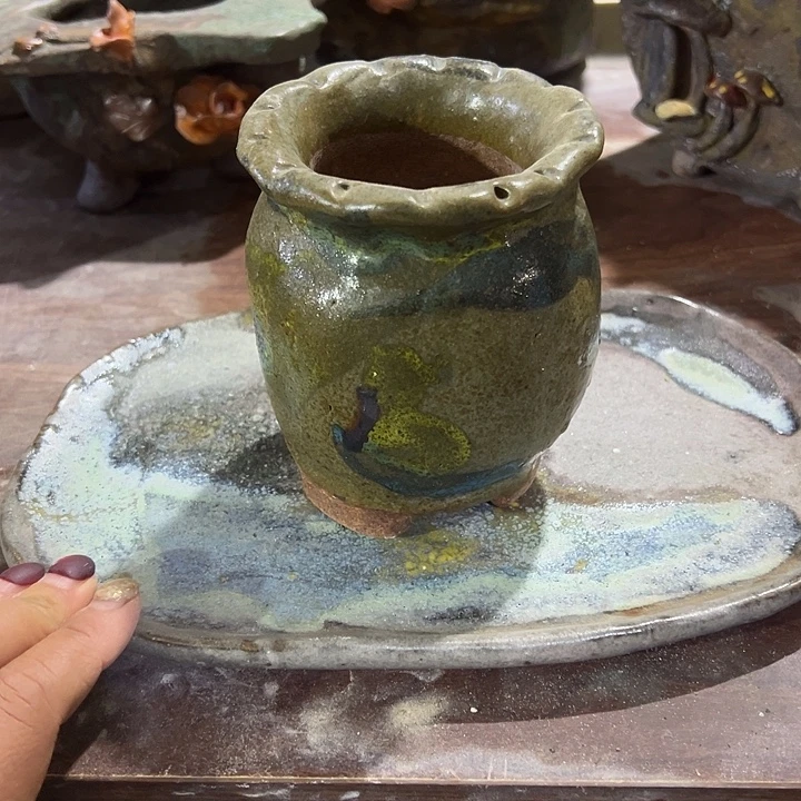手工粗陶高温花盆