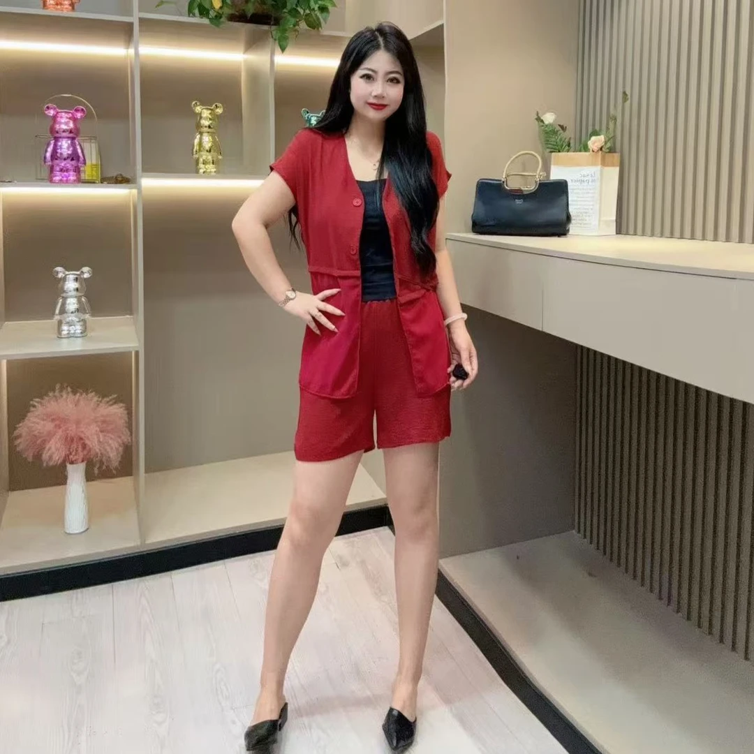 夏季套装-双 7095时尚潮流休闲百搭减龄透气款胖MM大码女装新款