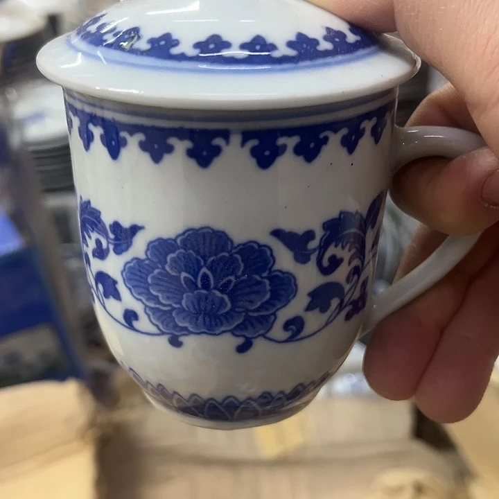 摆件陶景德镇芙蓉花办公杯