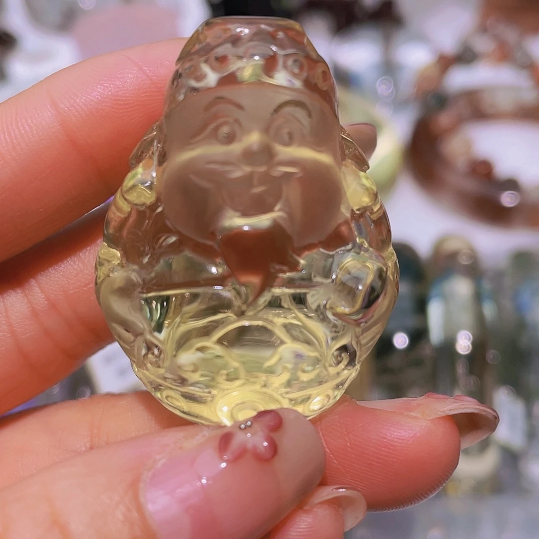 水晶摆件未镶嵌天然黄水晶财神摆件