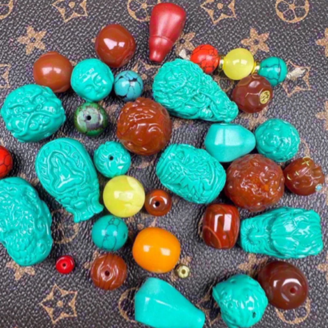 M2 文玩配饰  琥珀黄色桶珠卡14+mm（单颗）