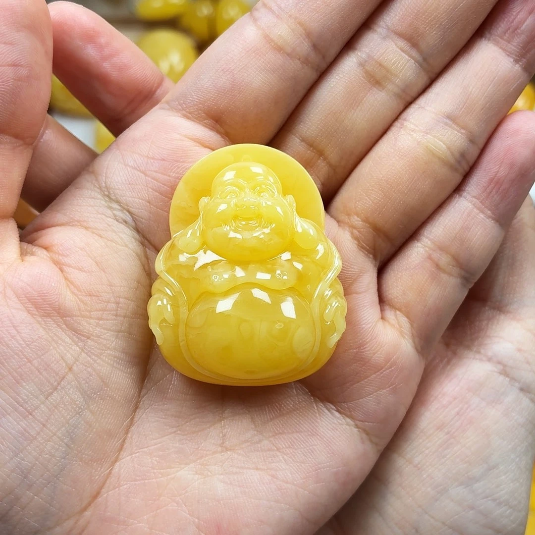 江***座蜜蜡未镶嵌颈饰焦皮浓蜡妖花佛公