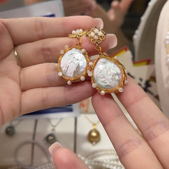 合金耳饰淡水珍珠