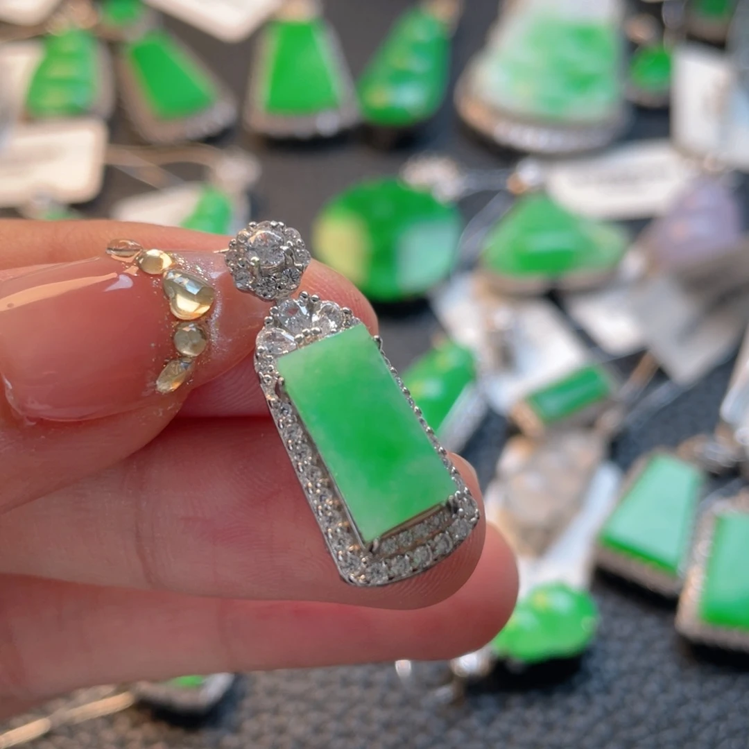 翡翠银S925镶嵌吊坠(不含链)