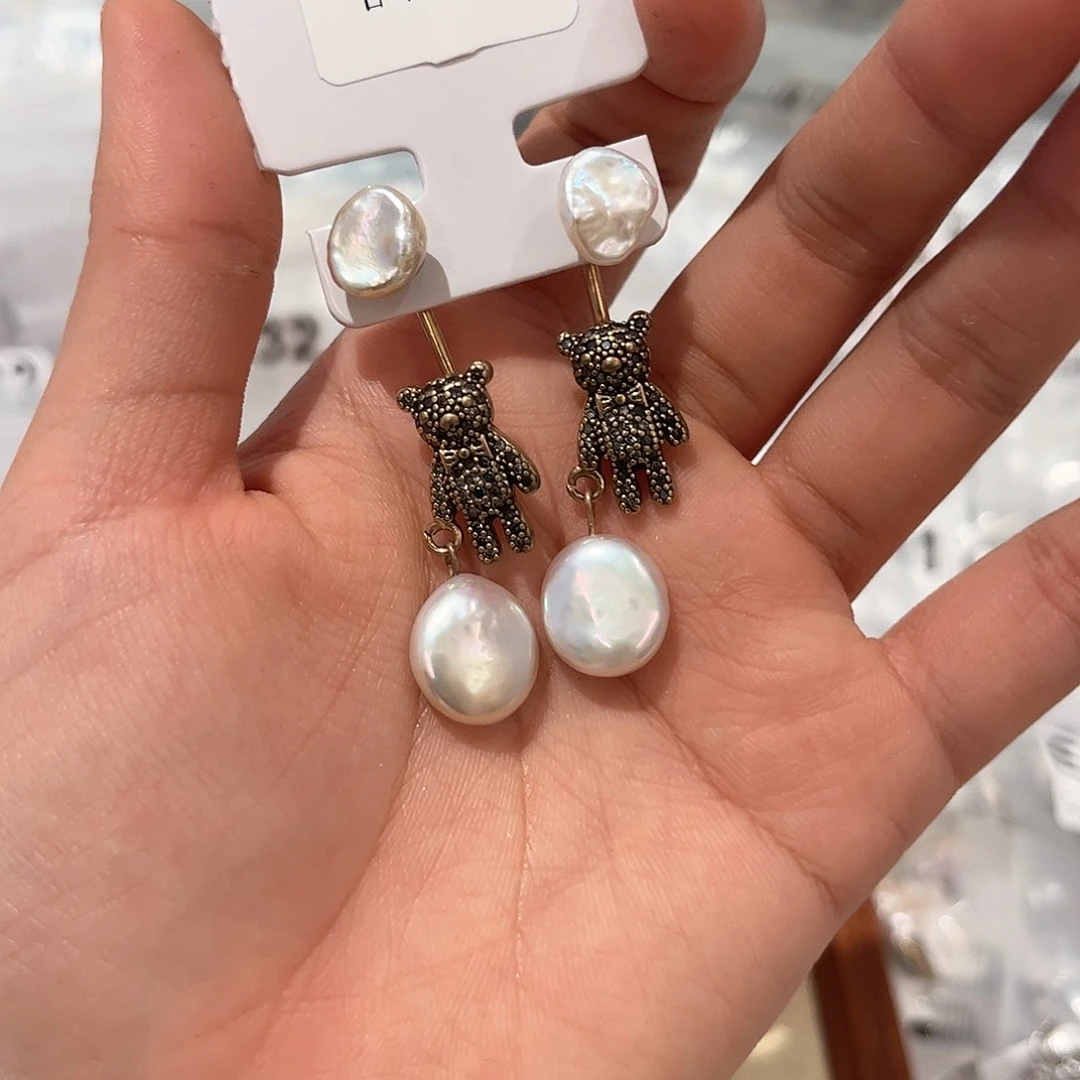 合金淡水珍珠耳饰