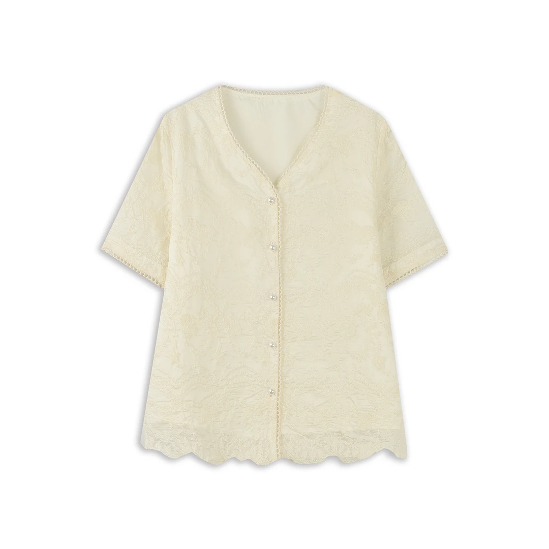 【月影】2025年夏季新款短袖蕾丝打底衫显瘦百搭款