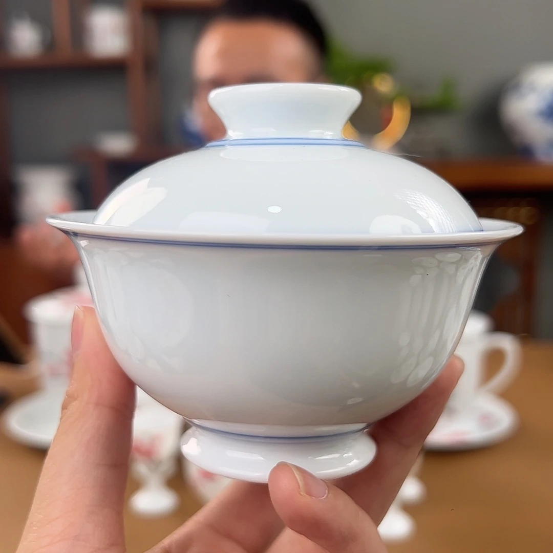 柴窑 双圈两才盖碗