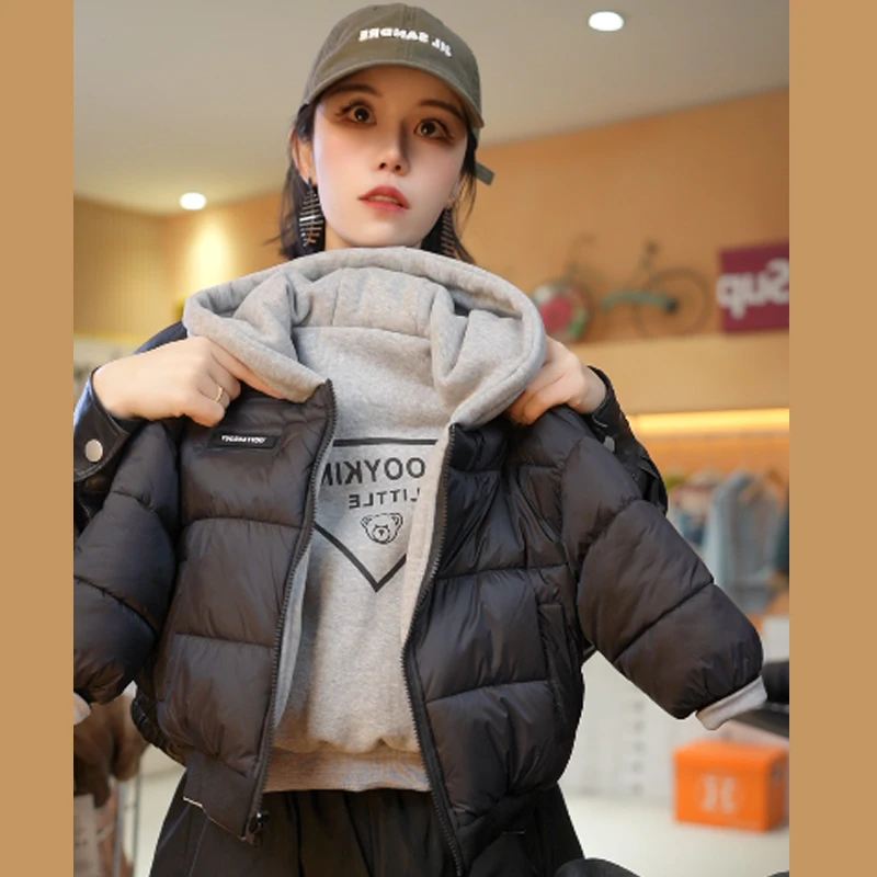 儿童冬季双面双穿2024新款圣诞年服外套加厚连帽男宝宝冬季外套