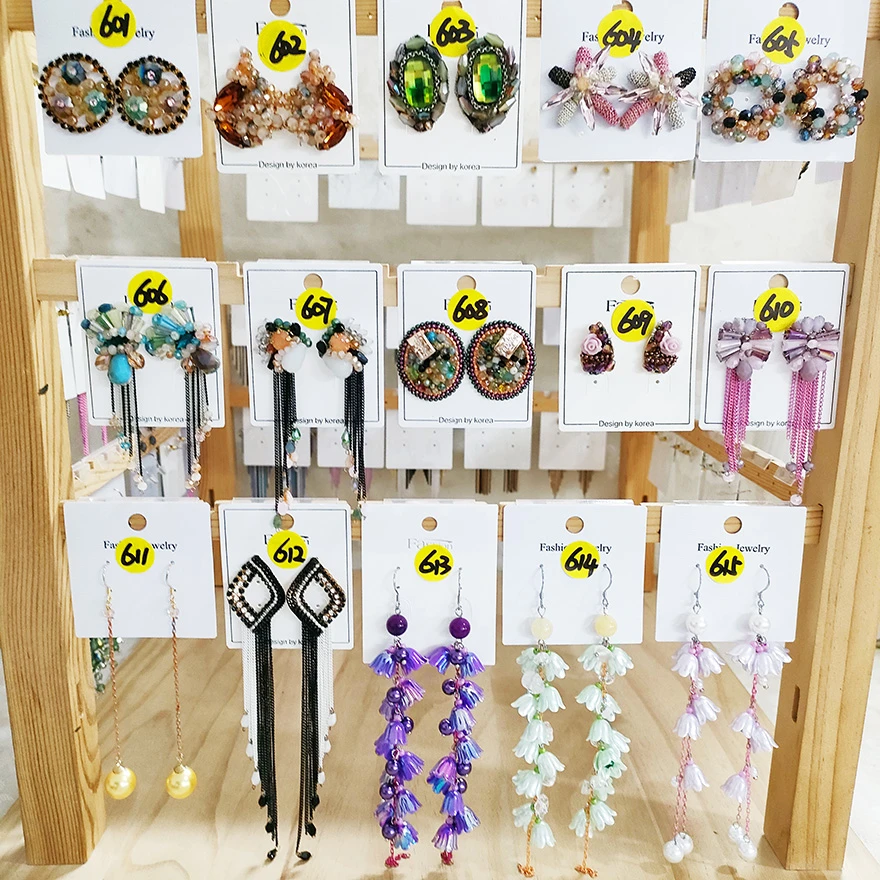 铜合金玻璃耳饰 (M601-M660)-024民族风纯手工流苏耳环合集