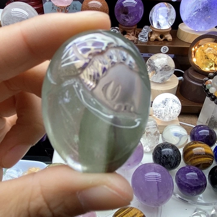 水晶摆件未镶嵌天然绿幽灵千层度母吊坠