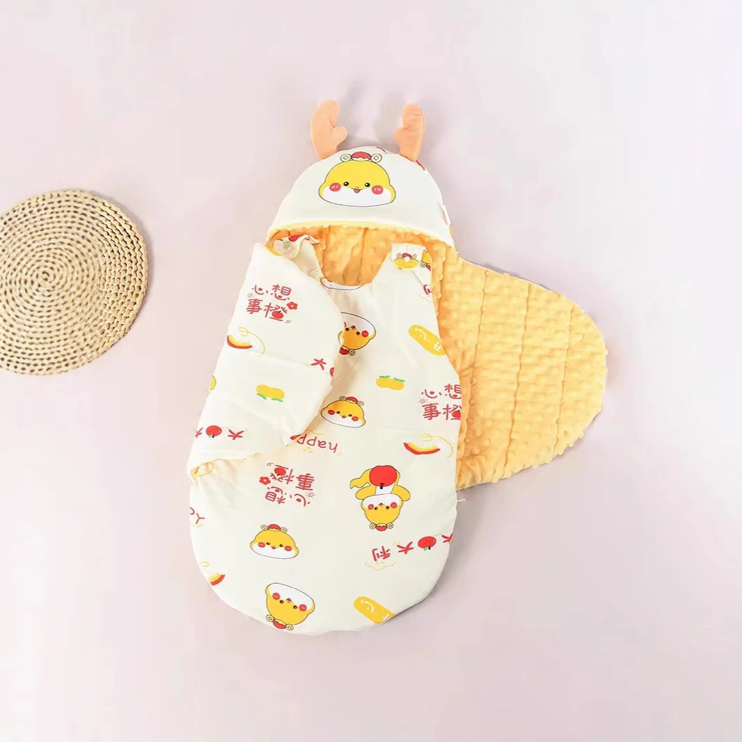 新生儿婴儿加厚睡袋式抱被防踢防风防惊跳加厚保暖豆豆绒襁褓