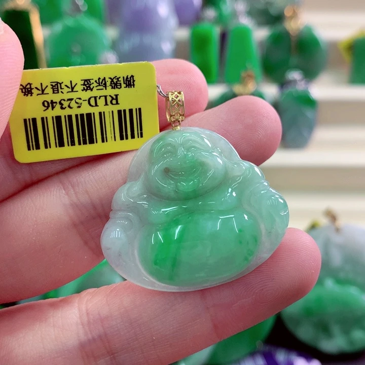 吊坠(不含链)18K金镶嵌翡翠